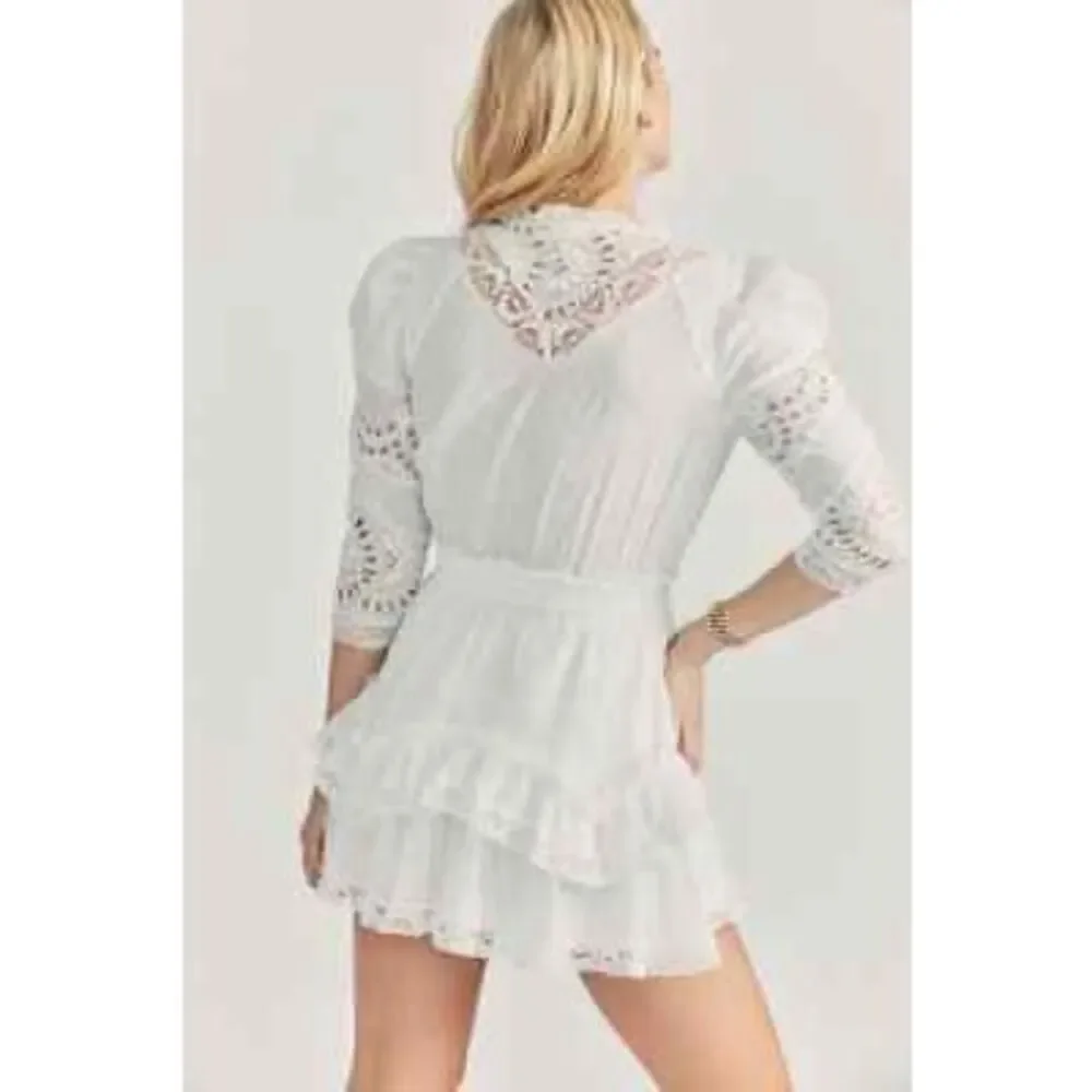 LoveShackFancy White Eyelet Lace Mini Dress - Picture 3 of 10